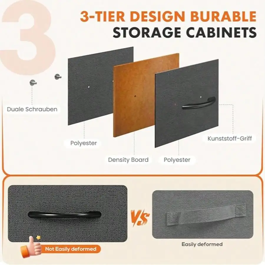 5 Drawer Dresser with Wood Top & Steel Frame, Fabric Storage Bin Chest, Sturdy Organizer for Bedroom Closet Hallway,