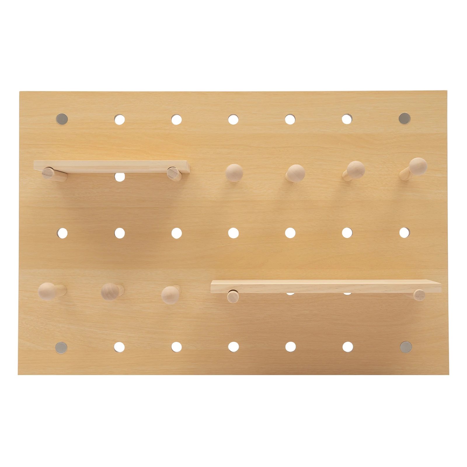 Wooden Pegboard Combination Wall Organizer Kit, Modular Display Pegboard with Shelves & Hooks, DIY Hanging Peg Board
