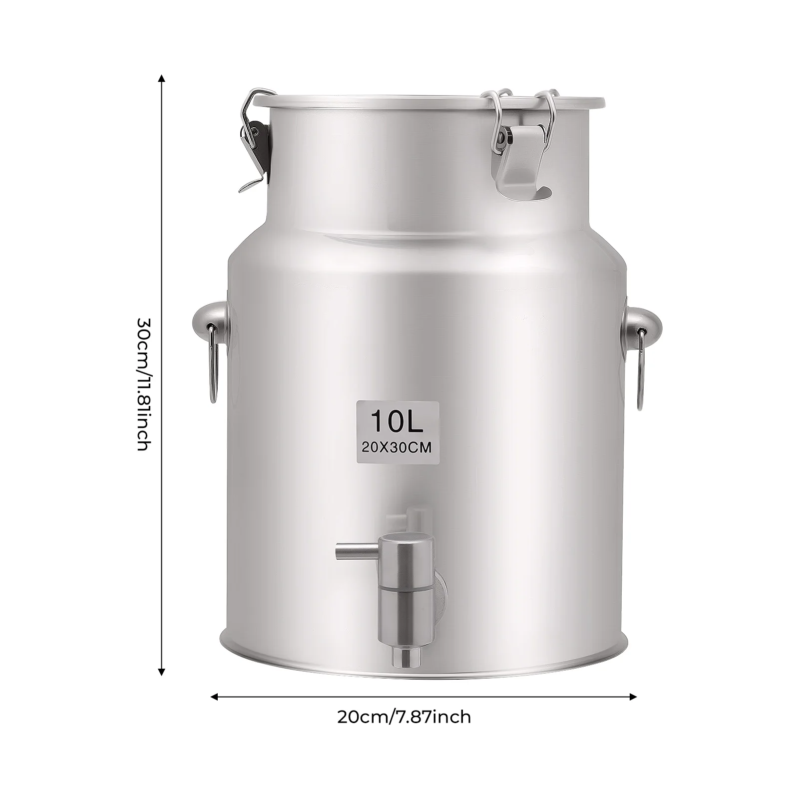 2.64Gal 304 Stainless Steel Beverage Dispenser – 10L – Leak-Proof Lid – 3 Buckles – Faucet – Hangable Lid – 7.87"x11.81" – 3.97 lbs – for Milk Juice Oil Rice Storage – Home Party – Silver