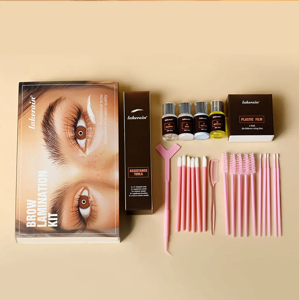 Brow Lamination Kit Semi-Permanent Brow Lift Eyebrow Perm Set Professional With Cling Film Keratin Nutrition Perming Lotion DIY Eyebrow Styling For Home Salon Use