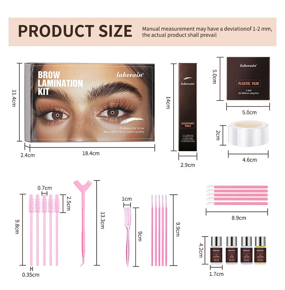 Brow Lamination Kit Semi-Permanent Brow Lift Eyebrow Perm Set Professional With Cling Film Keratin Nutrition Perming Lotion DIY Eyebrow Styling For Home Salon Use