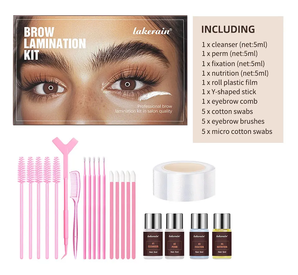 Brow Lamination Kit Semi-Permanent Brow Lift Eyebrow Perm Set Professional With Cling Film Keratin Nutrition Perming Lotion DIY Eyebrow Styling For Home Salon Use