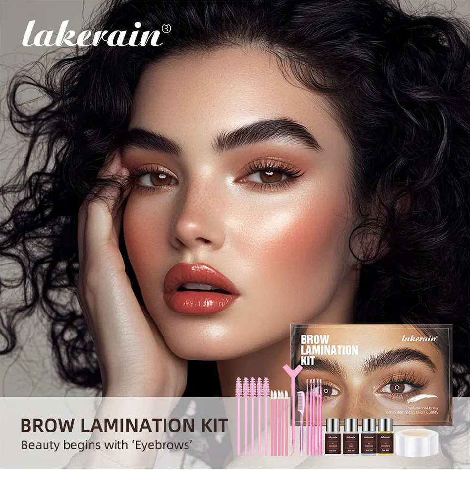 Brow Lamination Kit Semi-Permanent Brow Lift Eyebrow Perm Set Professional With Cling Film Keratin Nutrition Perming Lotion DIY Eyebrow Styling For Home Salon Use