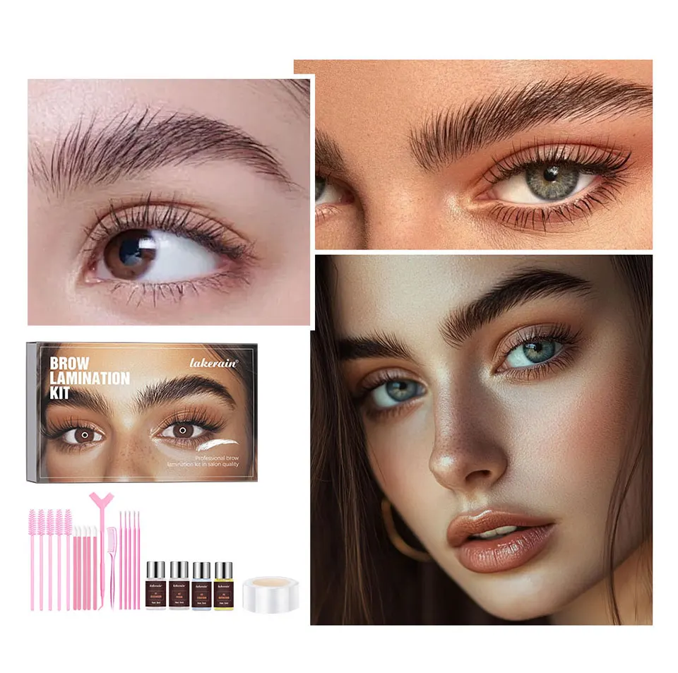 Brow Lamination Kit Semi-Permanent Brow Lift Eyebrow Perm Set Professional With Cling Film Keratin Nutrition Perming Lotion DIY Eyebrow Styling For Home Salon Use