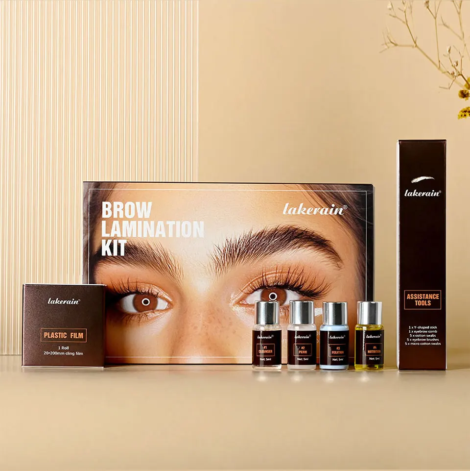 Brow Lamination Kit Semi-Permanent Brow Lift Eyebrow Perm Set Professional With Cling Film Keratin Nutrition Perming Lotion DIY Eyebrow Styling For Home Salon Use