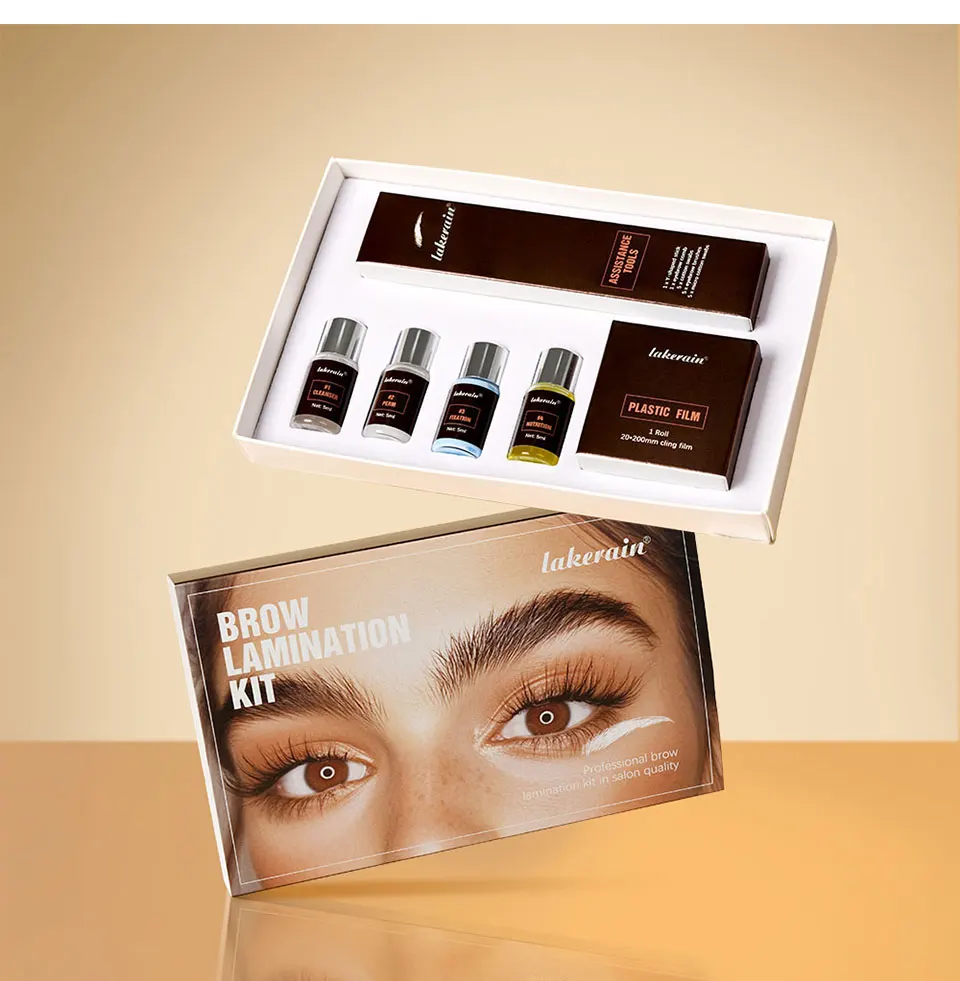 Brow Lamination Kit Semi-Permanent Brow Lift Eyebrow Perm Set Professional With Cling Film Keratin Nutrition Perming Lotion DIY Eyebrow Styling For Home Salon Use