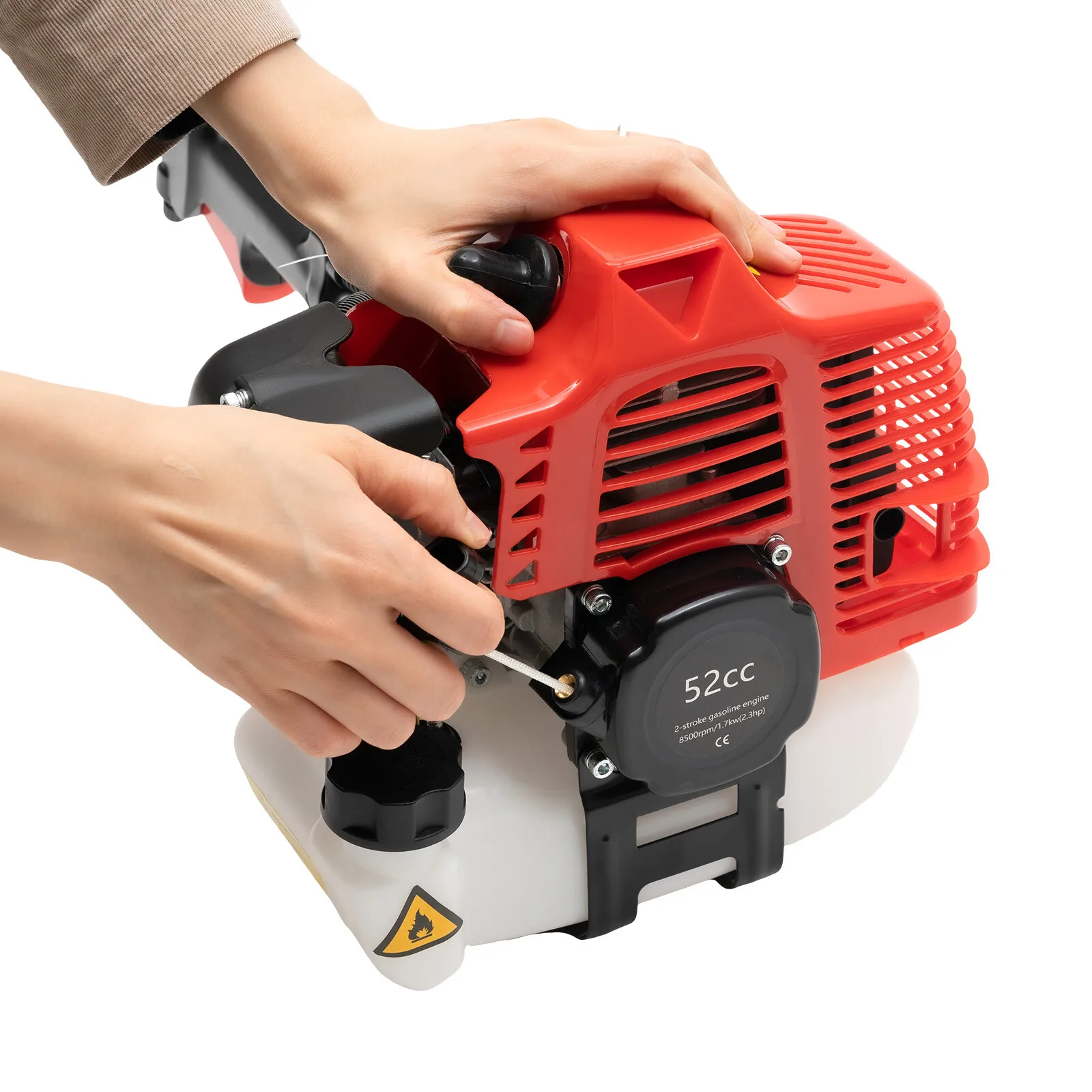 52CC 6500-8500rpm 2.3hp Multi-Purpose Handheld Sweeper Broom 2-Stroke 1-Cylinder Gas Power with Curved Baffle Quick Connector for Driveway Turf Artificial Grass Snow Clean