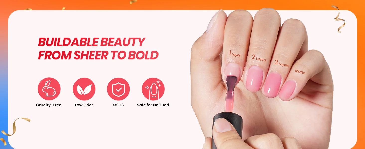 Beetles Jelly Gel Nail Polish Set Peach Color Sheer Gel 28 Days Long Lasting 6 Colors Nude Pink Gel Polish Kit 7.5ml Beginner Suitable for All Se DIY