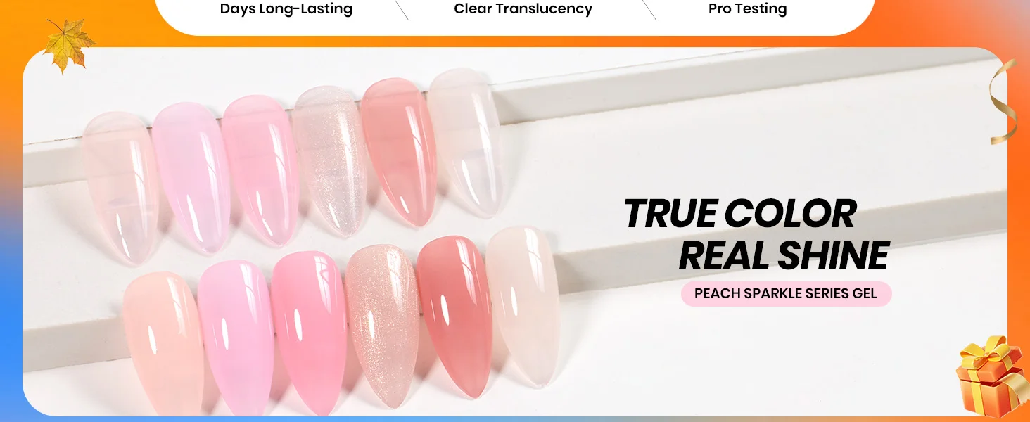 Beetles Jelly Gel Nail Polish Set Peach Color Sheer Gel 28 Days Long Lasting 6 Colors Nude Pink Gel Polish Kit 7.5ml Beginner Suitable for All Se DIY