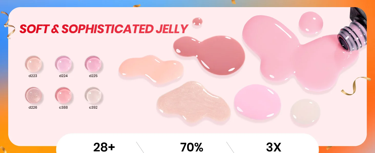 Beetles Jelly Gel Nail Polish Set Peach Color Sheer Gel 28 Days Long Lasting 6 Colors Nude Pink Gel Polish Kit 7.5ml Beginner Suitable for All Se DIY