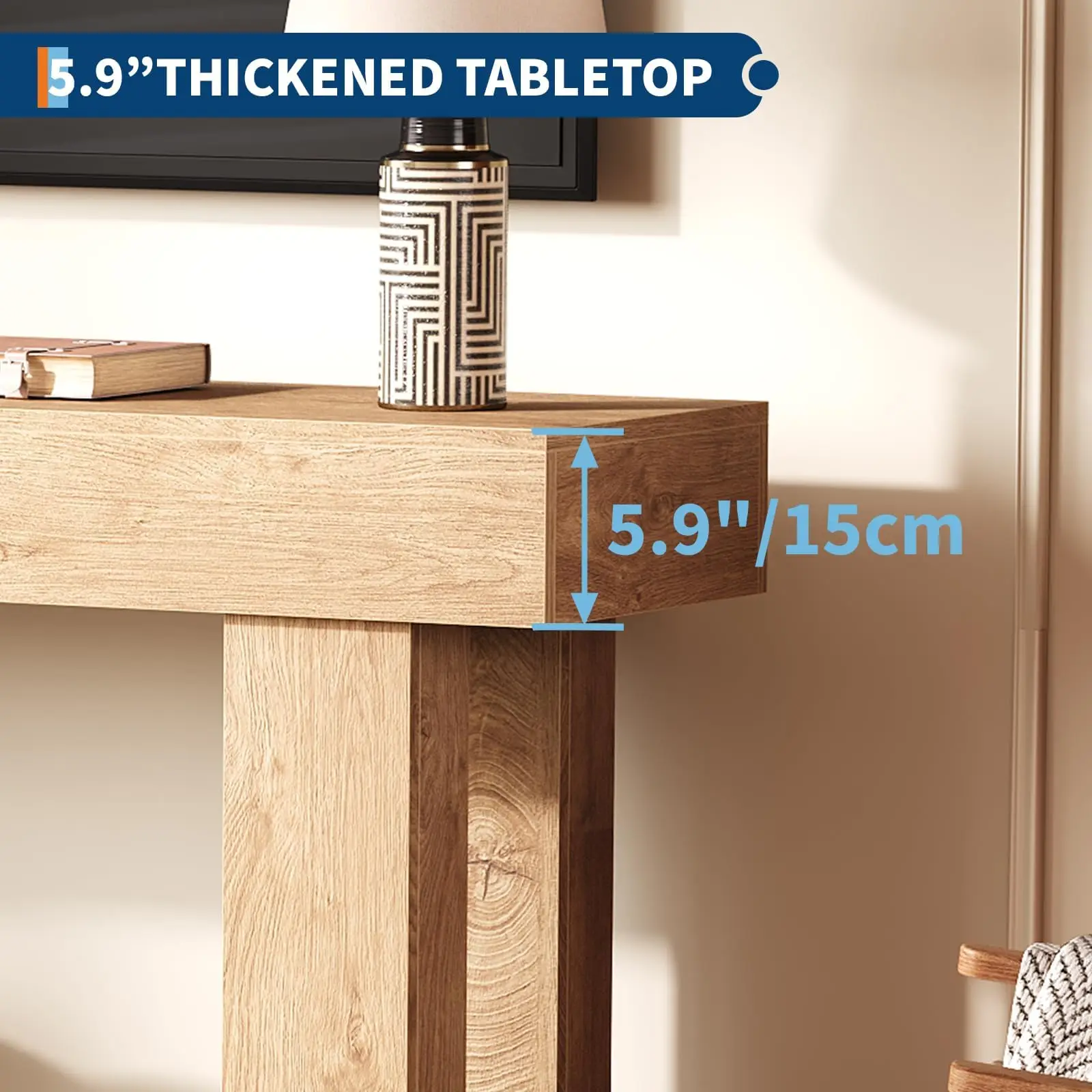 63 Inch Narrow Console Table For Entryway, Farmhouse Sofa Table Behind Couch, Long Wooden Hallway Table For Living Room Bedroom