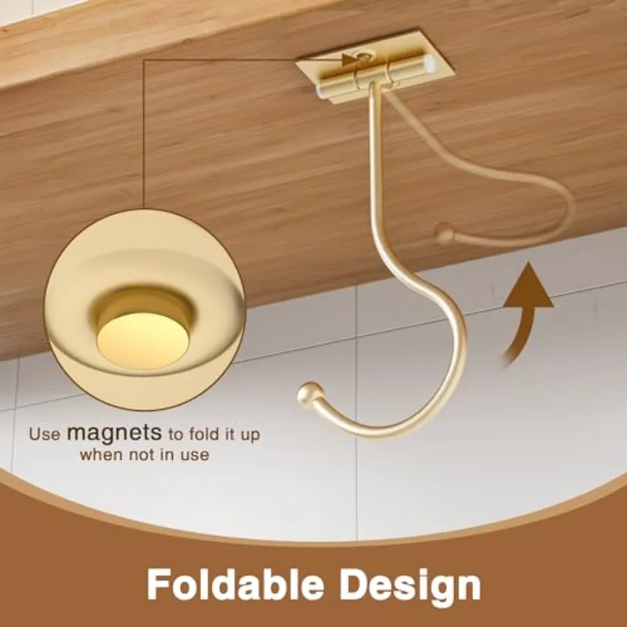 Banana Hanger Hook Under Cabinet: Adhesive Banana Holder, Foldable with Magnets When Not in Use, Under Counter Banana Hook, Sta