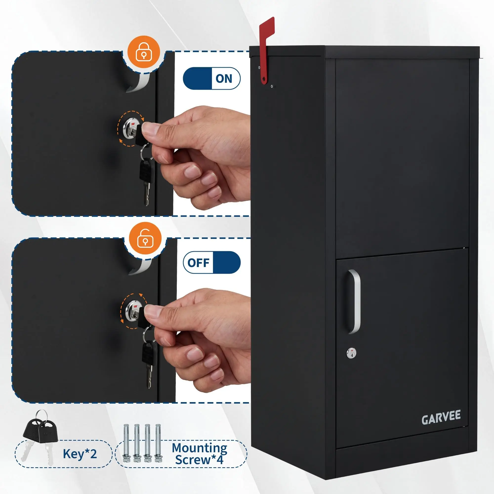 Outdoor Package Delivery Box 35.4in Galvanized Steel Lockable Parcel Drop Box Weatherproof Mail Storage Wall Or Floor Mount For Porch