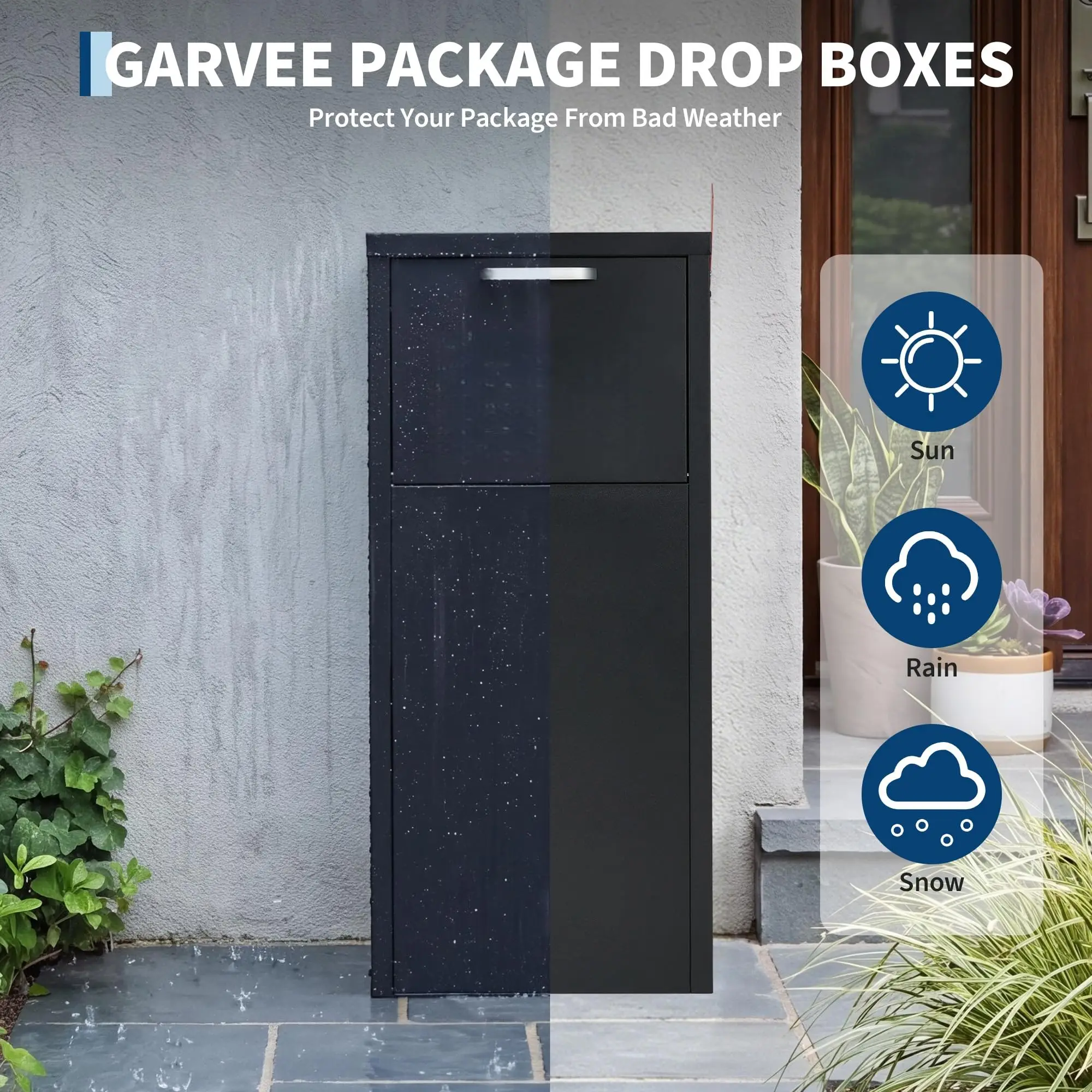 Outdoor Package Delivery Box 35.4in Galvanized Steel Lockable Parcel Drop Box Weatherproof Mail Storage Wall Or Floor Mount For Porch
