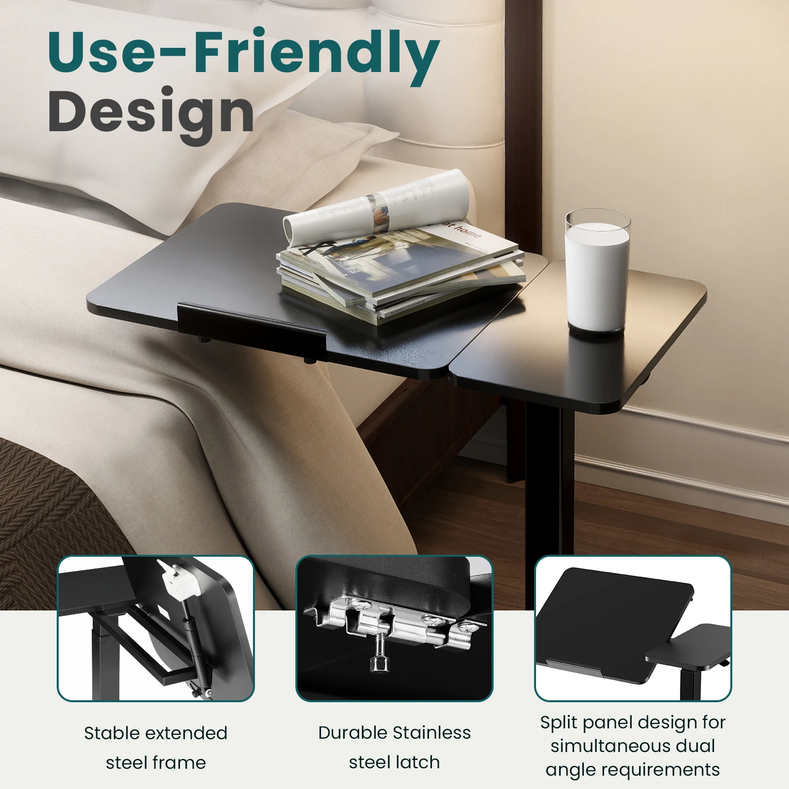 MCQ Standing Office Flip C-shaped Table Portable Ergonomic Storage Shelf Height Adjustable Gaming Table for Home Office Use Workstation