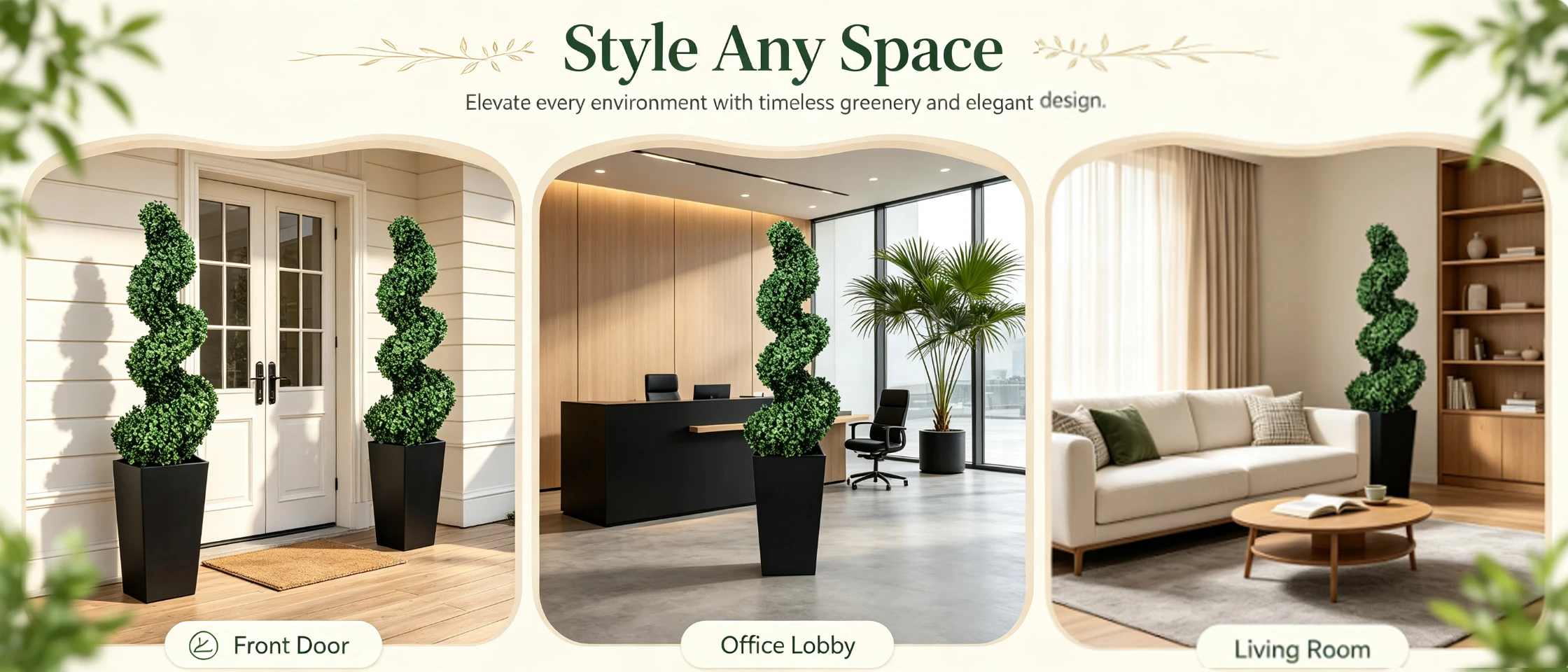 2.6/4.1/5.2ft Fake Plants 2 Pieces Artificial Boxwood Spiral Topiary Trees with Large Planter Spiral Faux Topiary Trees for Indoor Outdoor All-Year Green Fake Plants Highly Simulated for Home Christmas Decorative/Indoor/Front Porch/Garden