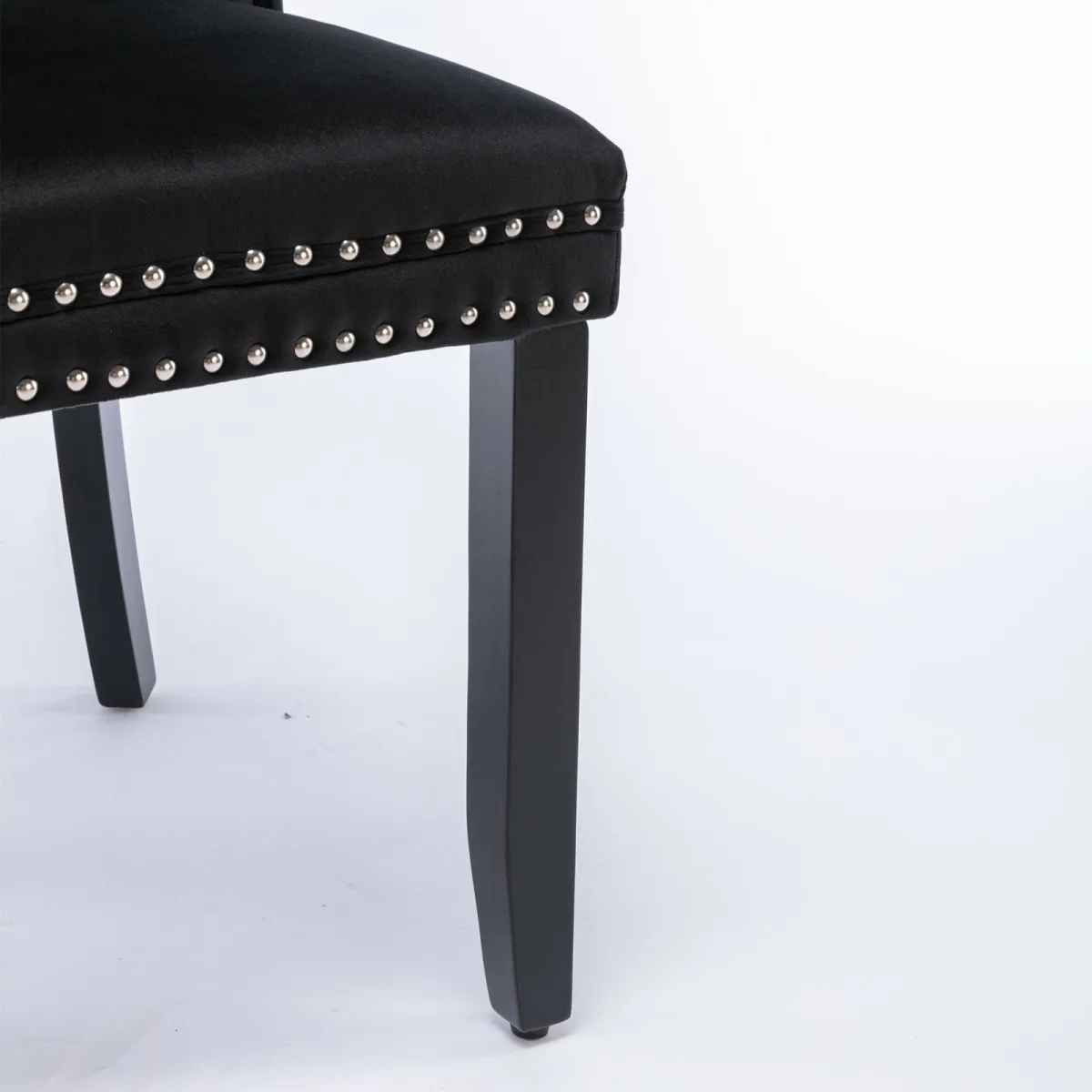 Nikki Collection Modern, High-end Tufted Solid Wood Contemporary Velvet Upholstered Dining Chair with Wood Legs Nailhead Trim