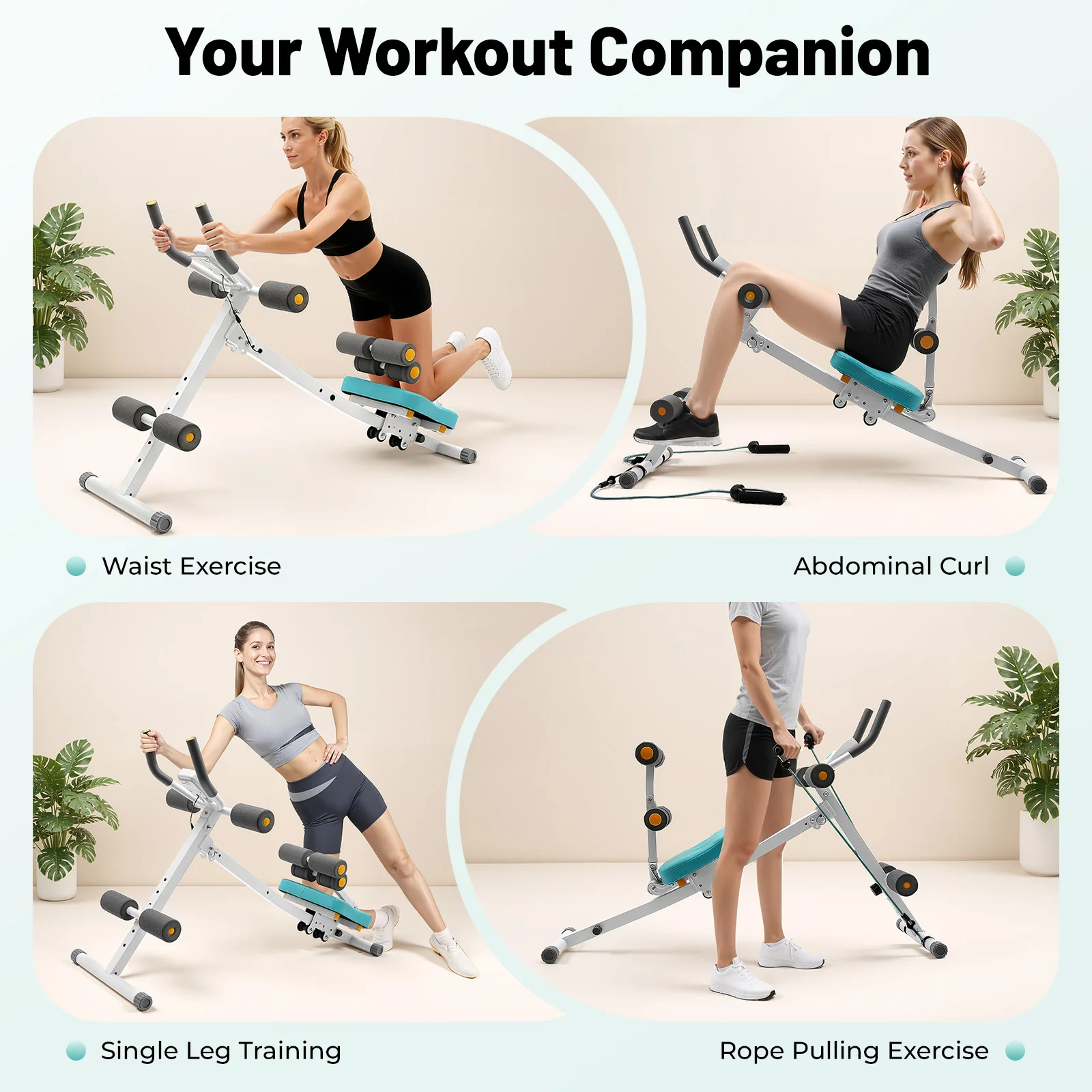 ABS Adjustable Workout Equipment For Home Gym Whole Body Workout Waist Trainer For Women&Men, Core Abs Exercise Machine