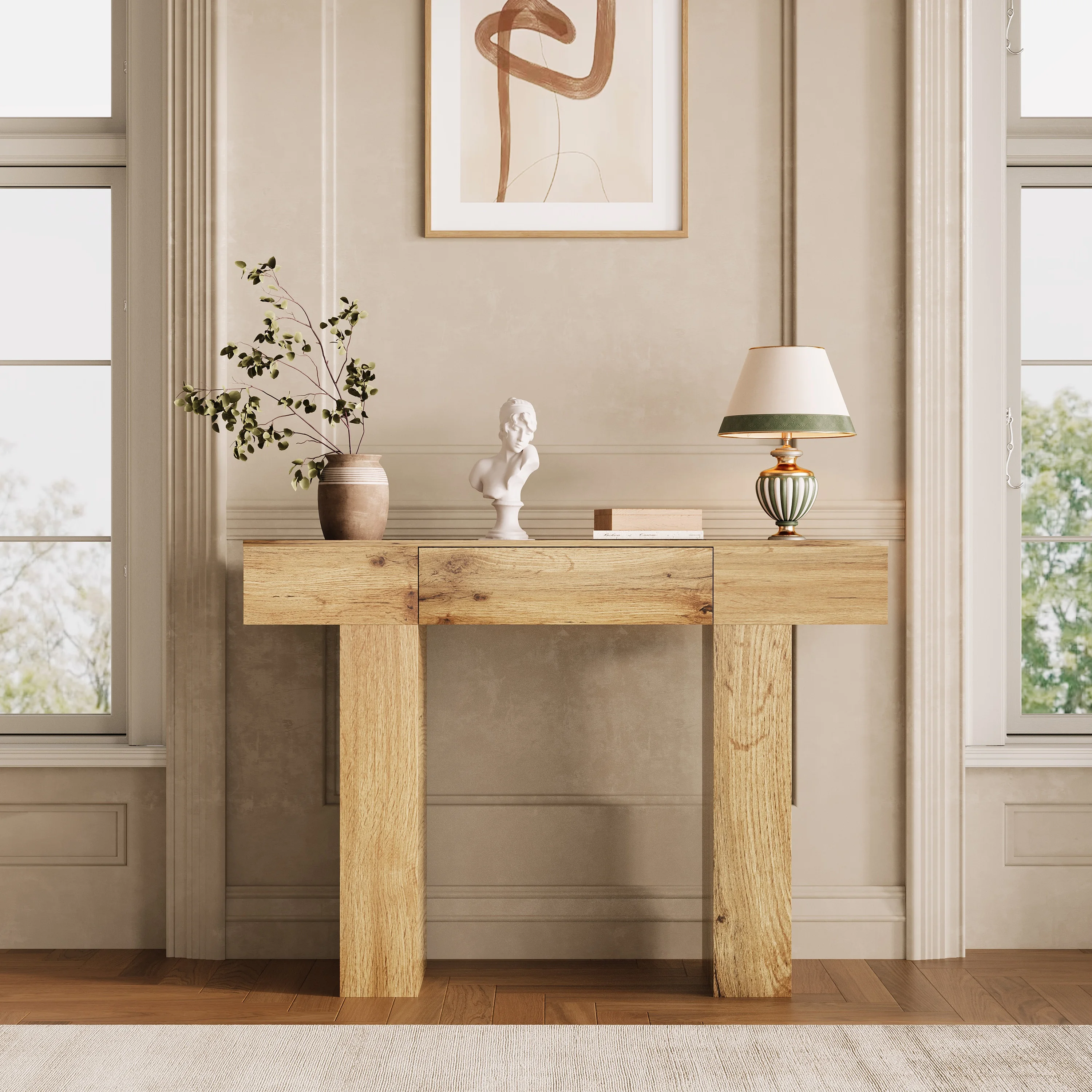 47" Long Console Table with Drawer,Narrow Entryway Table,Charcoal | Wood Rectangular Sofa Table Behind The Couch,TV Stand,Farmhouse Entry Way Tables for Entrance,Hallway,Foyer,Living Room
