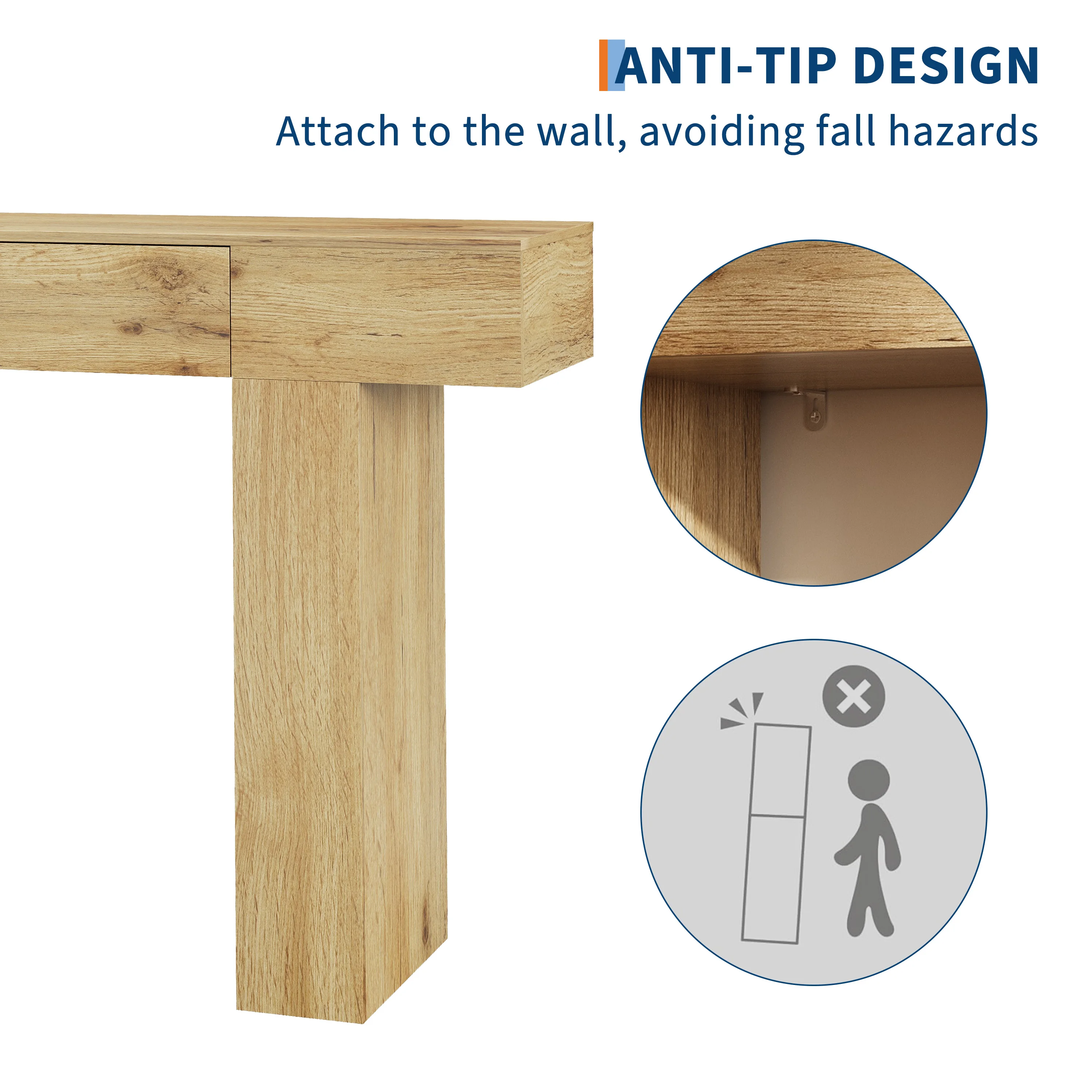 47" Long Console Table with Drawer,Narrow Entryway Table,Charcoal | Wood Rectangular Sofa Table Behind The Couch,TV Stand,Farmhouse Entry Way Tables for Entrance,Hallway,Foyer,Living Room