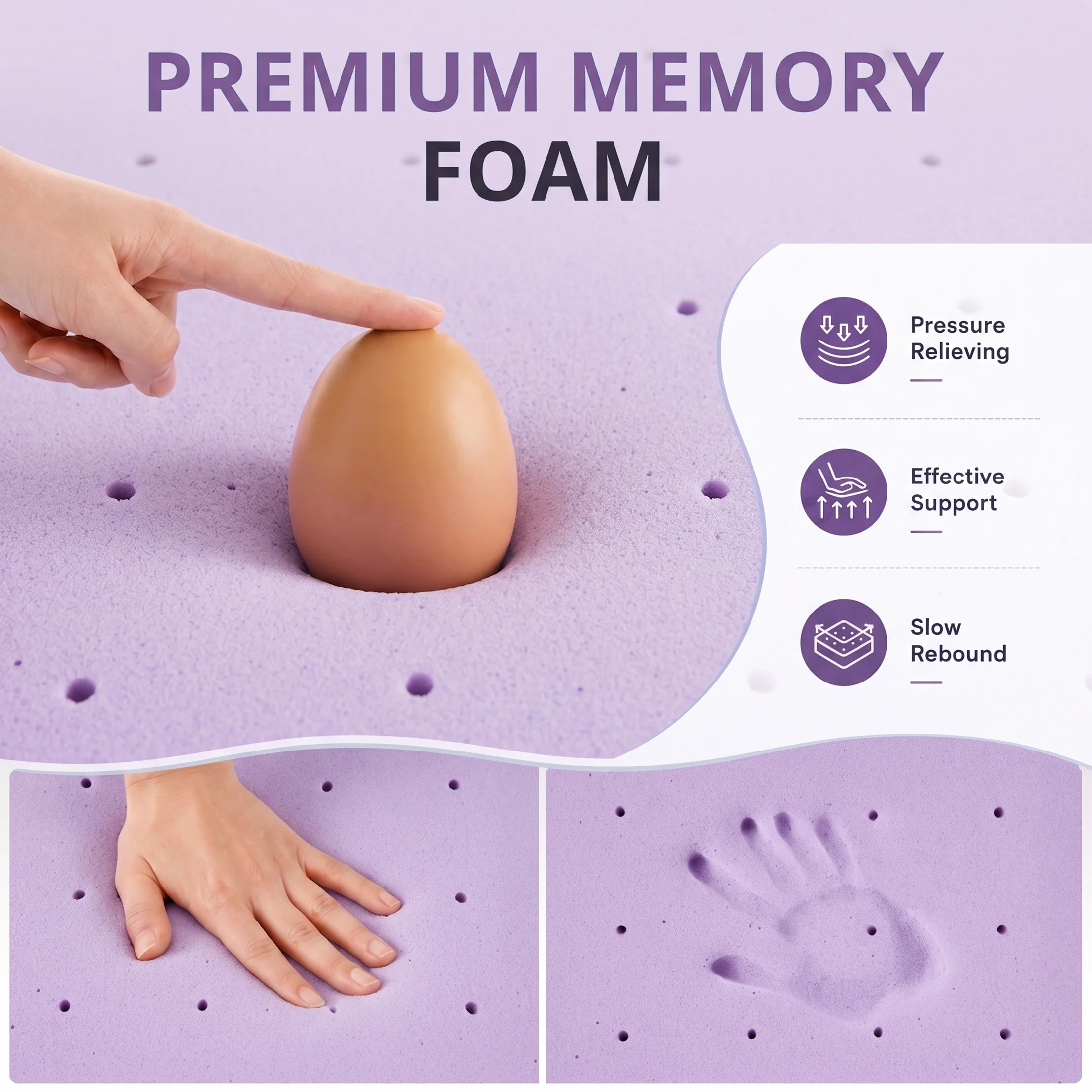 MCQ 1.5 Inch Memory Foam Mattress Topper Full Size Gel Breathable Cooling Mattress Soft Bed Topper For Home Bedroom Furniture 