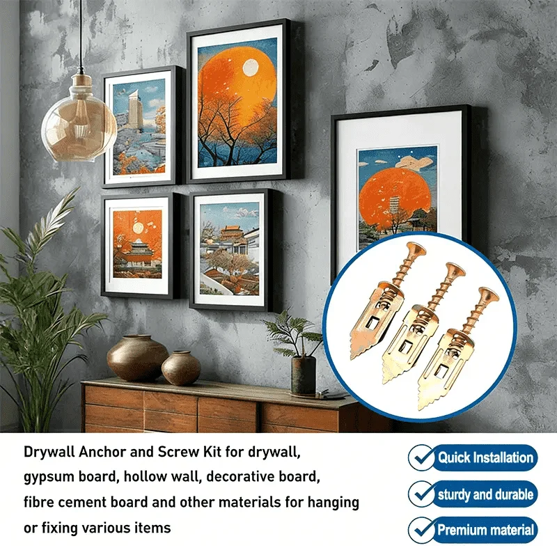 VKKM 480Pcs Heavy Duty Drywall Anchors & Wood Screws Assortment Kit, Self Tapping Fastener Set with Storage Box & T25 Bit for Wall Furniture Installation