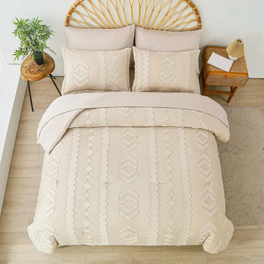 7-Piece Cozy Cut Flower Comforter Sets Queen - Soft Microfiber, Lightweight, Breathable - Twin/Full/Queen/King Summer Bedding Se