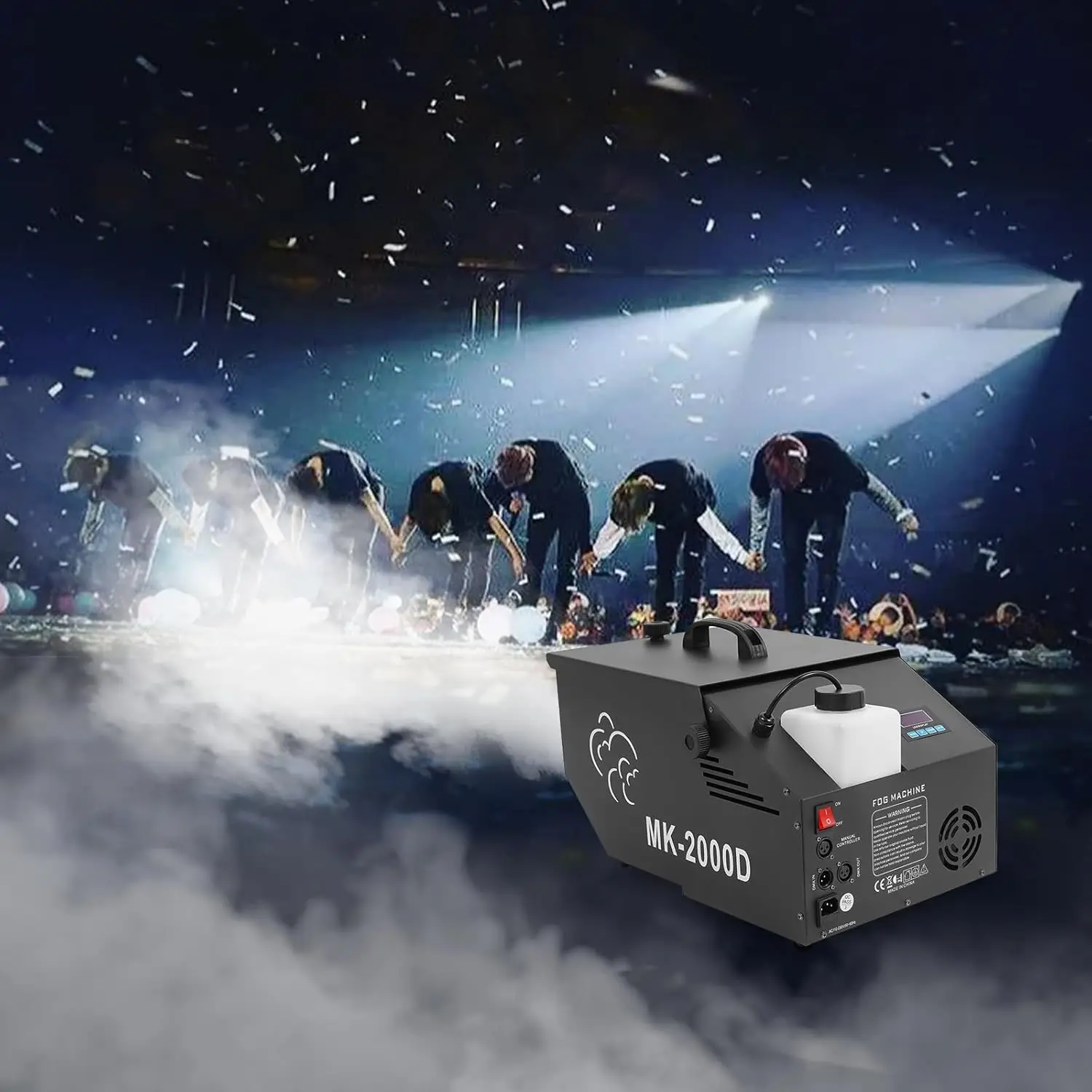 Low-Lying Fog Machine, 110V 1200W Smoke Machine Stage Fogger with LCD Display, 5000 CFM Portable Fog Machine with Remote Control