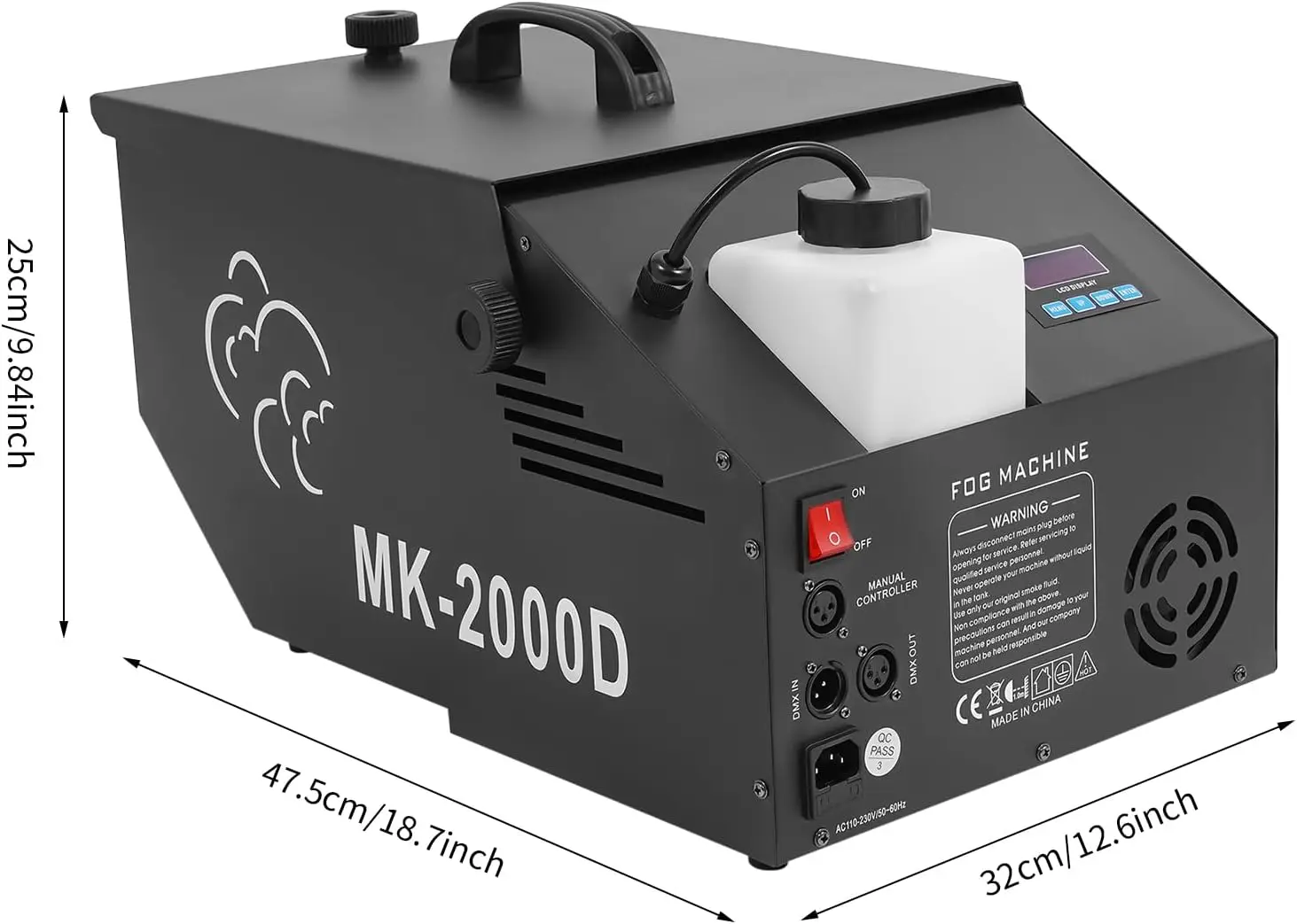 Low-Lying Fog Machine, 110V 1200W Smoke Machine Stage Fogger with LCD Display, 5000 CFM Portable Fog Machine with Remote Control