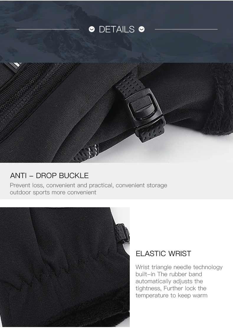 Zipper Winter Gloves for Men Women, Thermal Touchscreen Gloves Waterproof Windproof for Cycling, Skiing, Running & Cold Weather