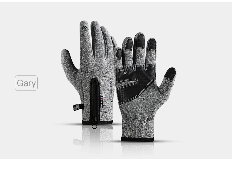 Zipper Winter Gloves for Men Women, Thermal Touchscreen Gloves Waterproof Windproof for Cycling, Skiing, Running & Cold Weather