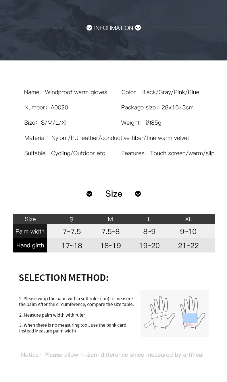 Zipper Winter Gloves for Men Women, Thermal Touchscreen Gloves Waterproof Windproof for Cycling, Skiing, Running & Cold Weather
