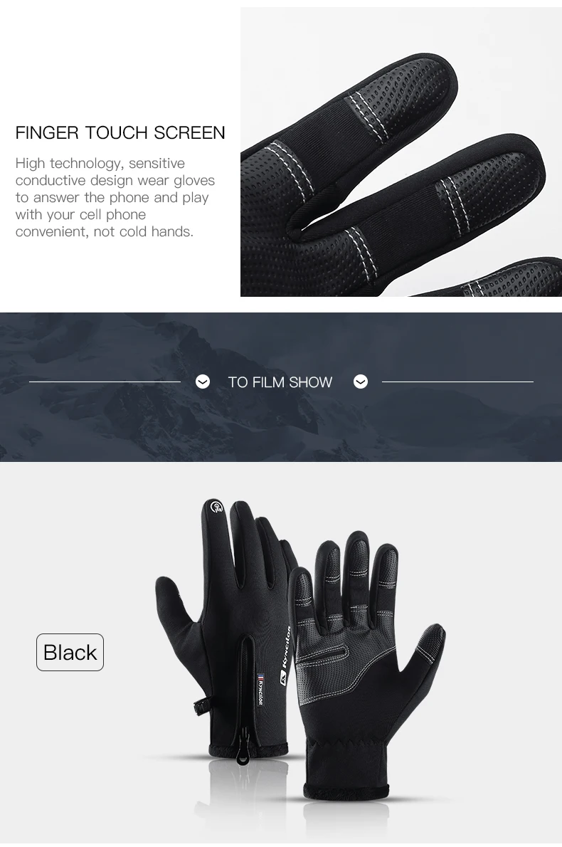 Zipper Winter Gloves for Men Women, Thermal Touchscreen Gloves Waterproof Windproof for Cycling, Skiing, Running & Cold Weather