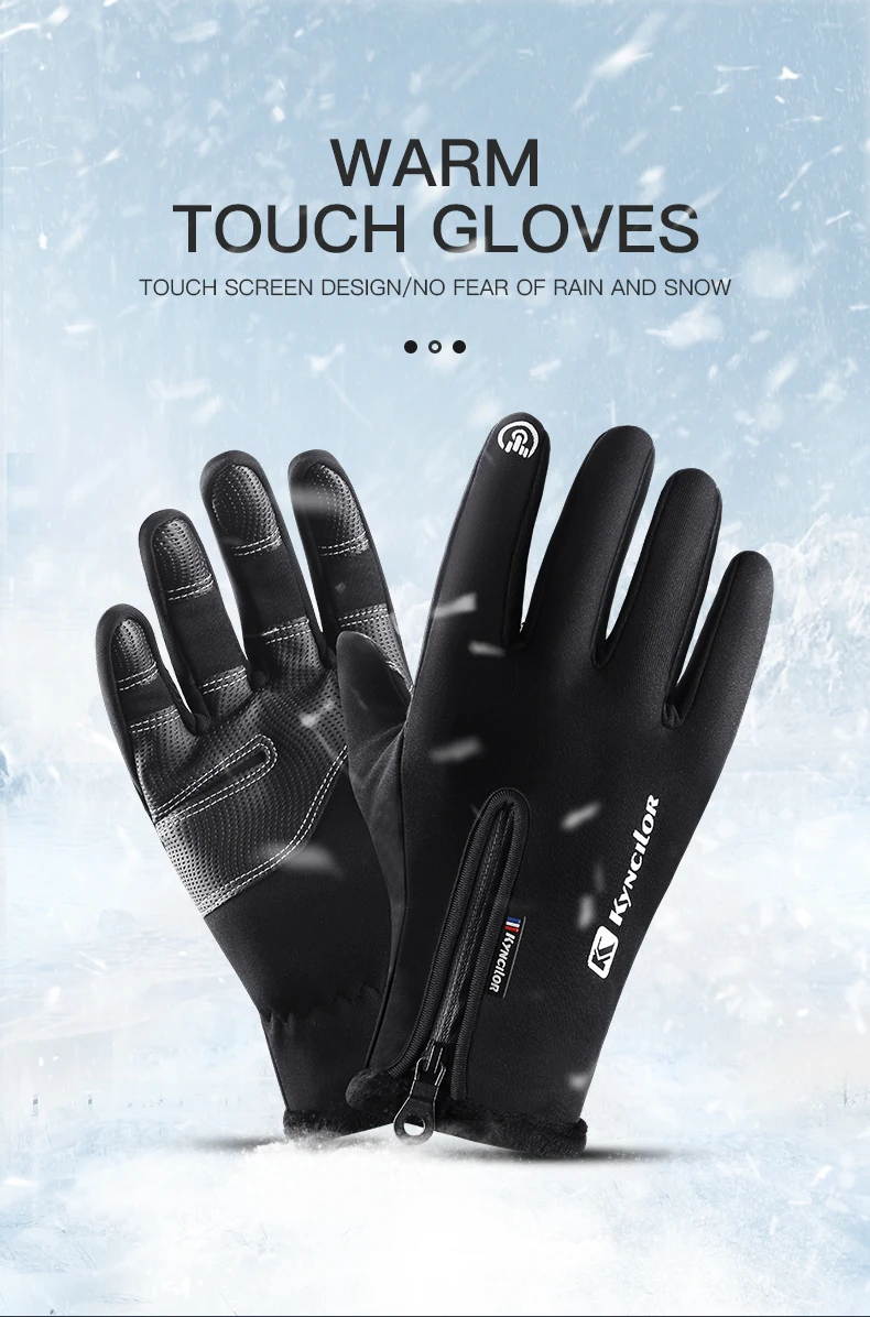 Zipper Winter Gloves for Men Women, Thermal Touchscreen Gloves Waterproof Windproof for Cycling, Skiing, Running & Cold Weather