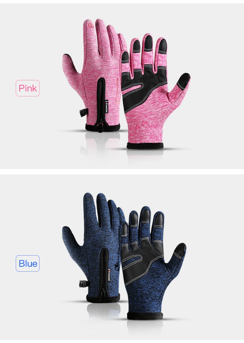 Zipper Winter Gloves for Men Women, Thermal Touchscreen Gloves Waterproof Windproof for Cycling, Skiing, Running & Cold Weather