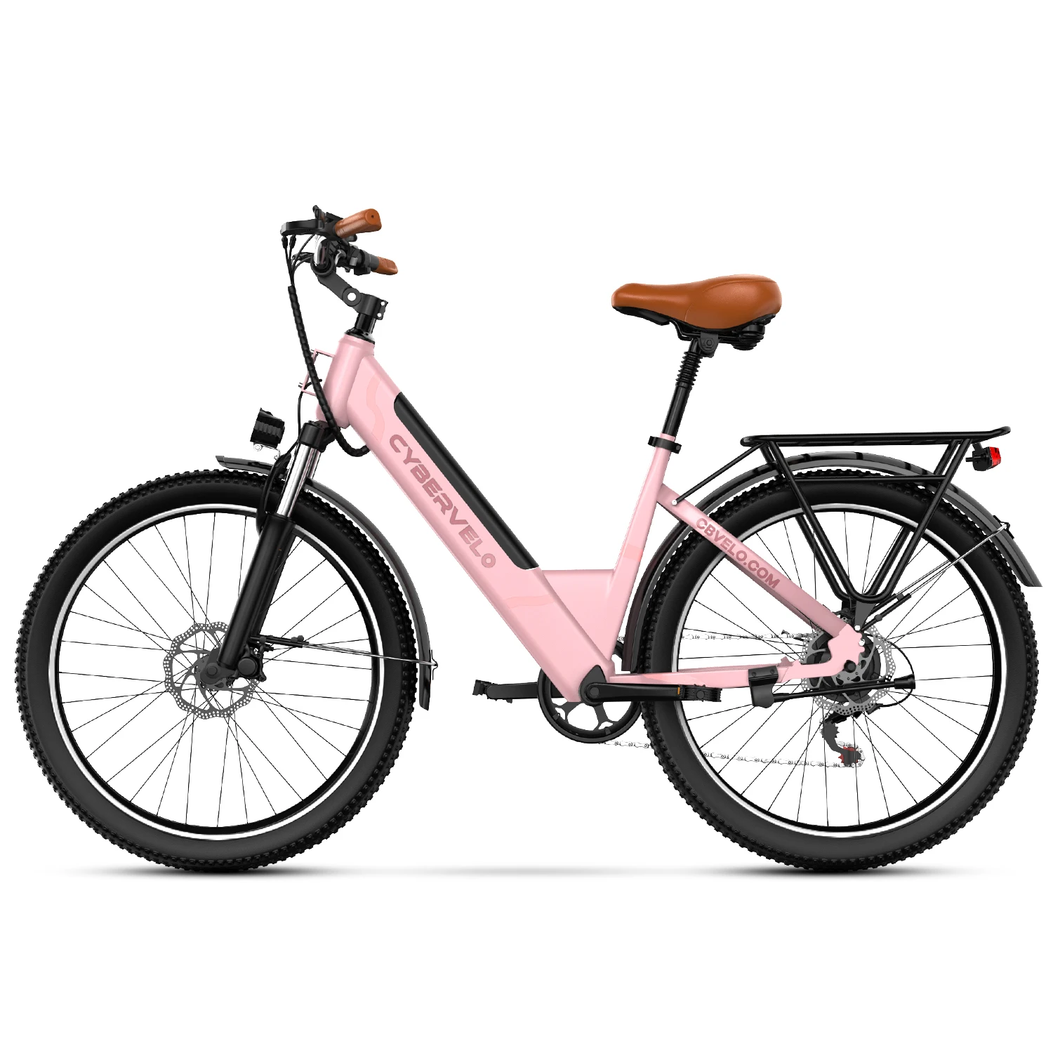 Cybervelo EK2 1000W Peak Electric Bike for Adults 26" 7-Speed Removable Battery Ebike Up to 80 Miles Range Commuter Electric Bicycle for Beach Snow Men Women