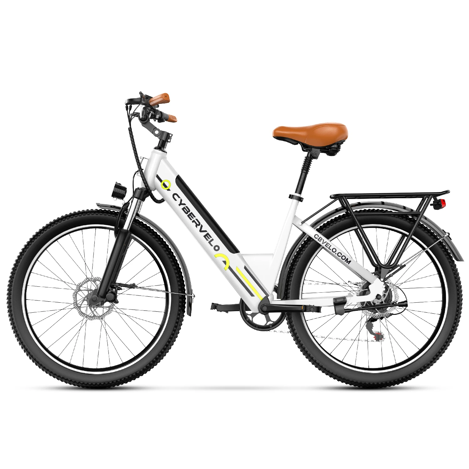 Cybervelo EK2 1000W Peak Electric Bike for Adults 26" 7-Speed Removable Battery Ebike Up to 80 Miles Range Commuter Electric Bicycle for Beach Snow Men Women