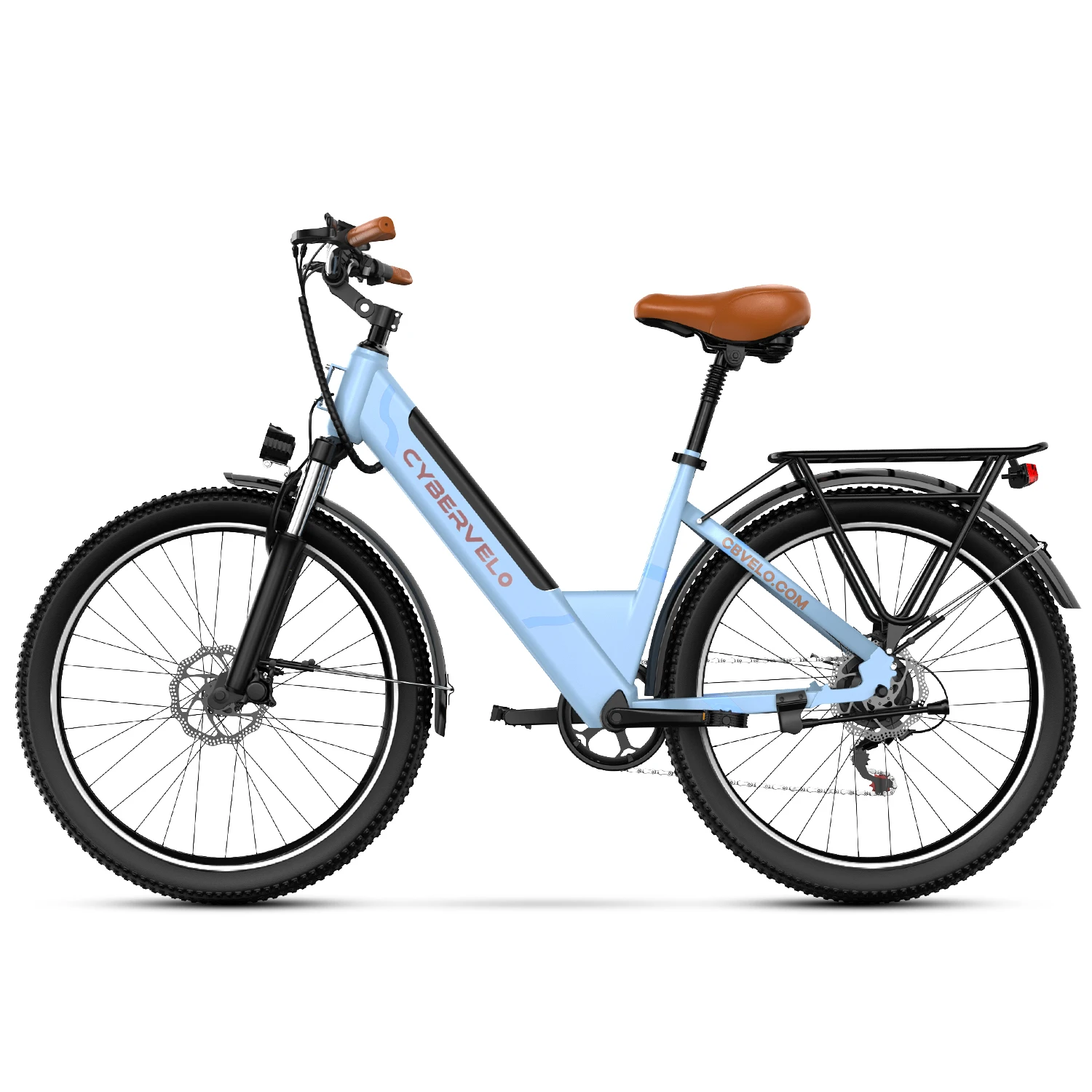 Cybervelo EK2 1000W Peak Electric Bike for Adults 26" 7-Speed Removable Battery Ebike Up to 80 Miles Range Commuter Electric Bicycle for Beach Snow Men Women