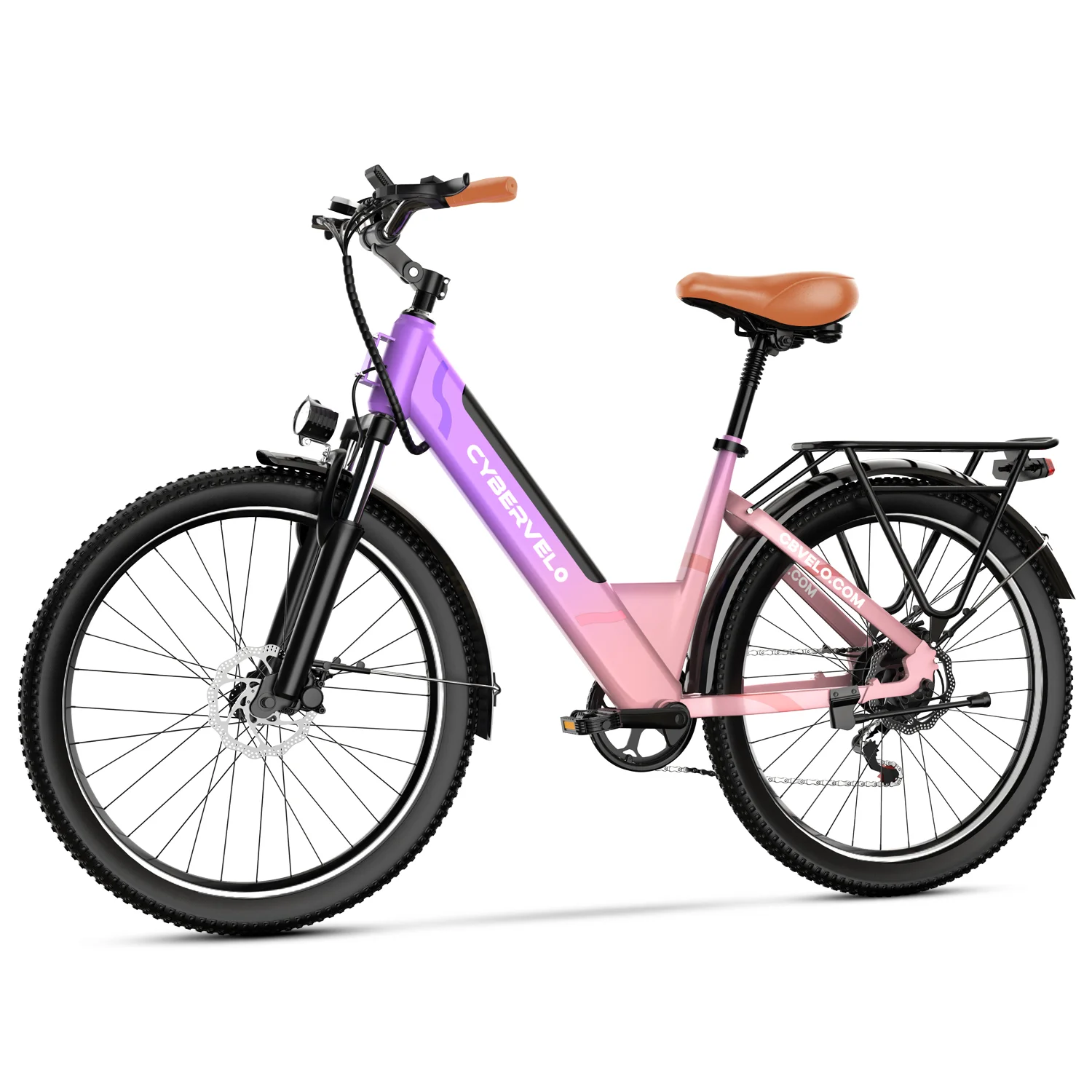 Cybervelo EK2 1000W Peak Electric Bike for Adults 26" 7-Speed Removable Battery Ebike Up to 80 Miles Range Commuter Electric Bicycle for Beach Snow Men Women