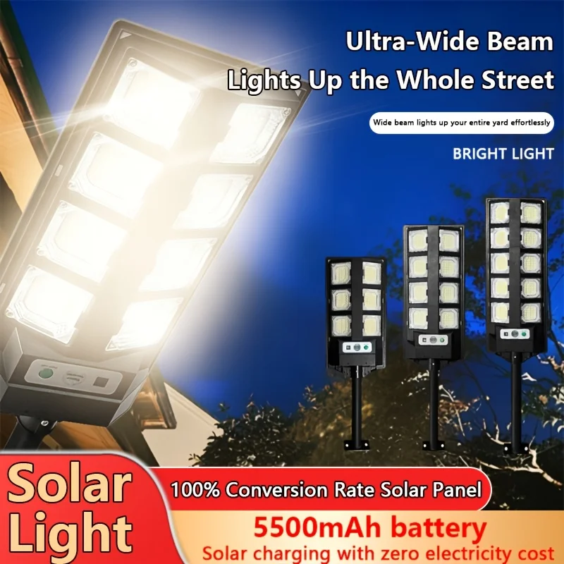 Outdoor High Brightness Solar Security Light, Motion Sensor Auto On, Design, Multiple Sizes, Cordless Solar Lighting for Street, Garden, Garage & Parking Lot, Suitable for Gifting