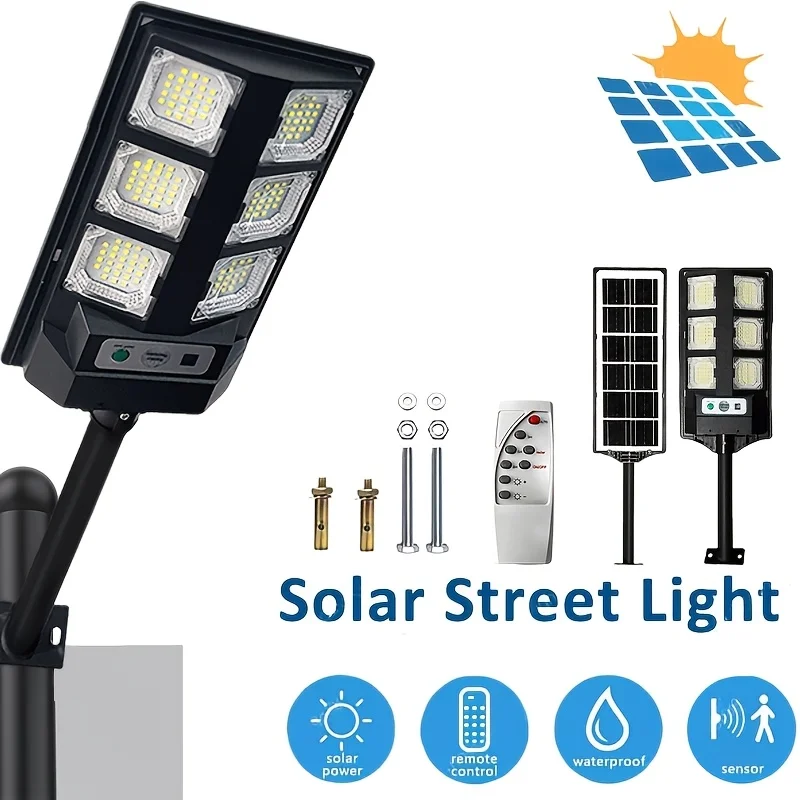 Outdoor High Brightness Solar Security Light, Motion Sensor Auto On, Design, Multiple Sizes, Cordless Solar Lighting for Street, Garden, Garage & Parking Lot, Suitable for Gifting