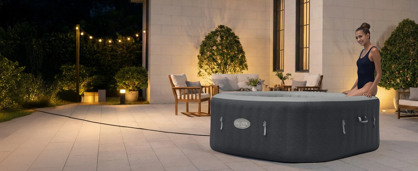 Bestway SaluSpa Hot Springs Inflatable Spa for 4-6 People, 140 AirJets, EnergySense Thermal Insulation, Smart WiFi App Control
