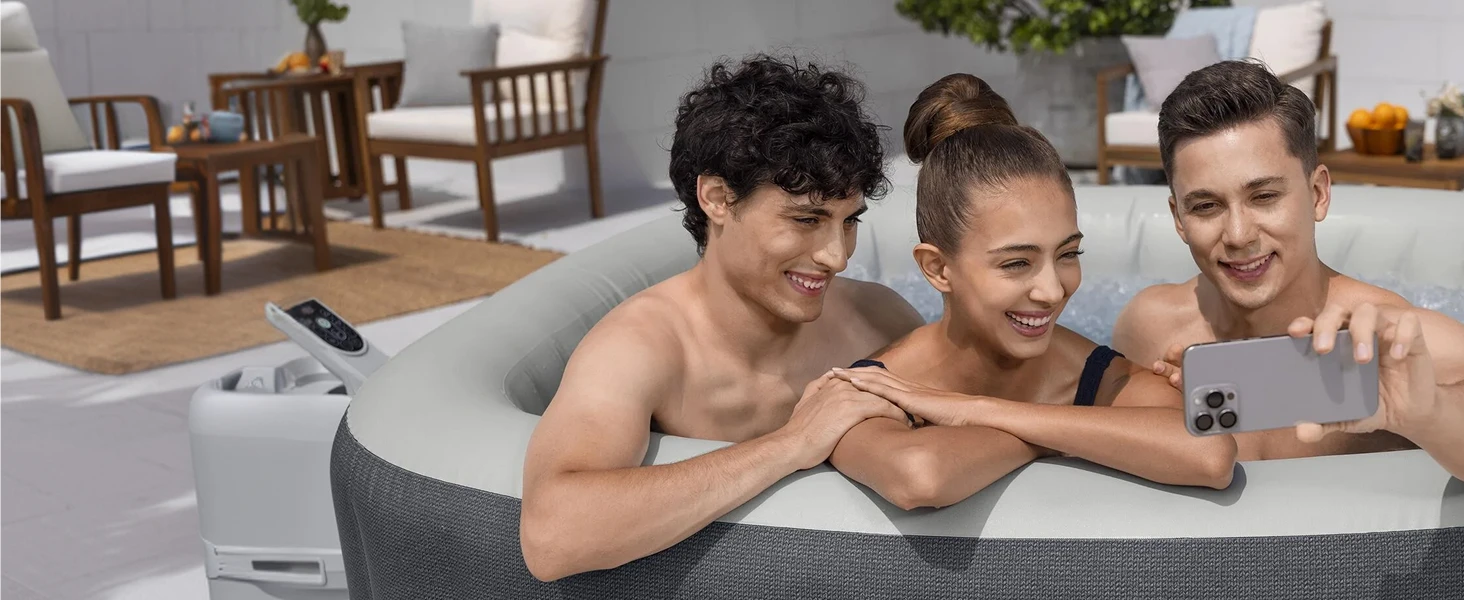 Bestway SaluSpa Hot Springs Inflatable Spa for 4-6 People, 140 AirJets, EnergySense Thermal Insulation, Smart WiFi App Control