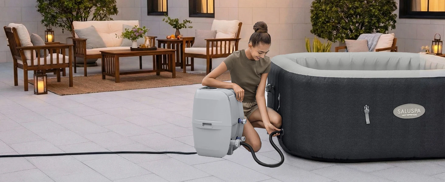 Bestway SaluSpa Hot Springs Inflatable Spa for 4-6 People, 140 AirJets, EnergySense Thermal Insulation, Smart WiFi App Control