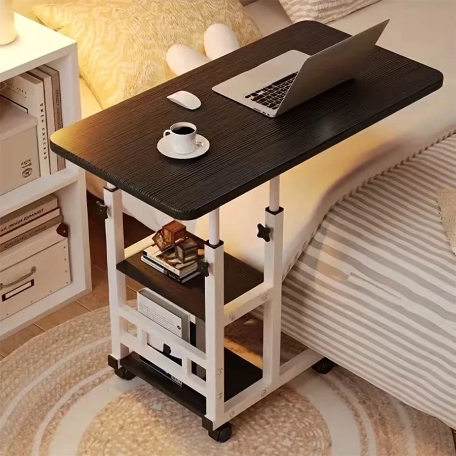 Adjustable Height Mobile Laptop Desk; Mobile Side Table; C-Shaped Table; Double Layer Storage Rack; Suitable for Families, Dormitories, and Offices; Perfect Gift, Bedroom Furniture, Home Office Desk, Modern Furniture, Compact Workstation, Laptop Workstati