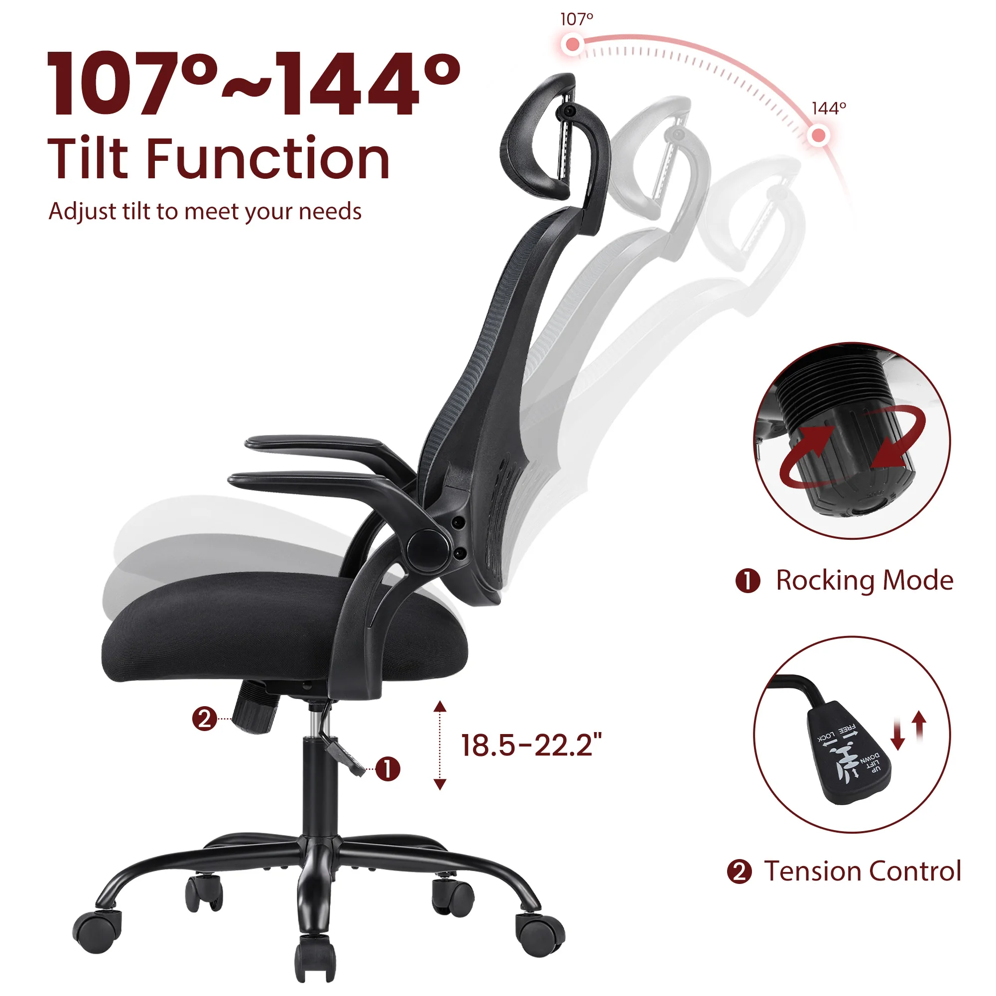 MCQ Gaming Chair Ergonomic Office Computer Adjustable Headrests Chair Flip-up Arms Comfortable Lumbar Support For Office Class