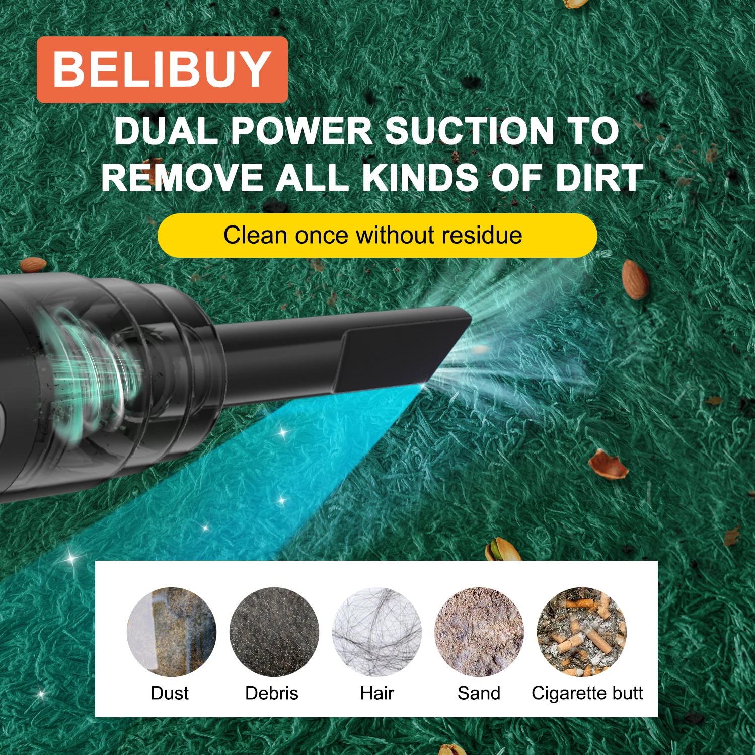 Wireless Handheld Car Vacuum Cleaner, Ergonomic Handheld Design Mini Cordless Vacuum, 3500Pa Strong Suction Car Home Dual Purpose Vacuum with LED Light, Rechargeable Compact Vacuum for Car Sofa Keyboard Pet Hair Corner Dust Deep Cleaning