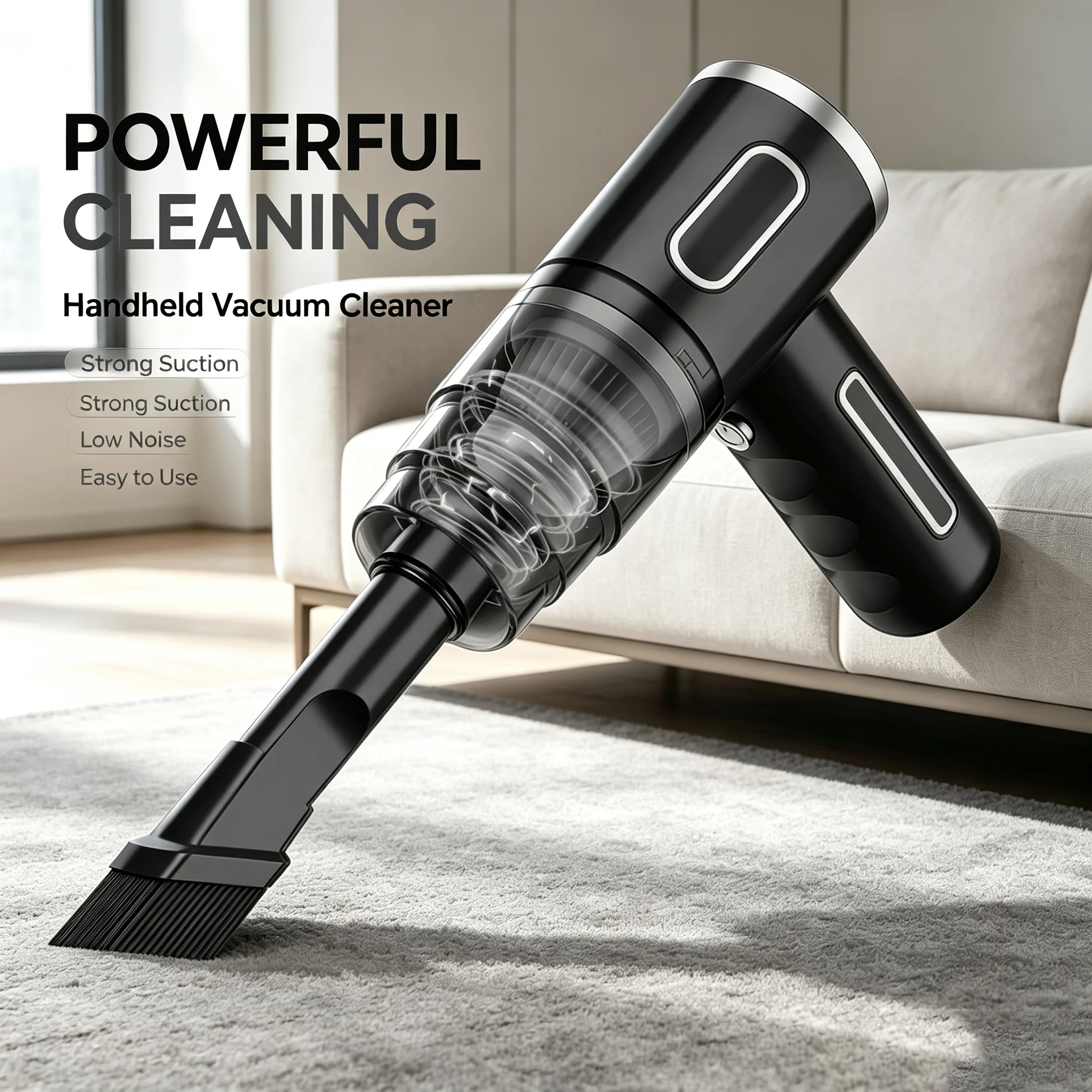 Wireless Handheld Car Vacuum Cleaner, Ergonomic Handheld Design Mini Cordless Vacuum, 3500Pa Strong Suction Car Home Dual Purpose Vacuum with LED Light, Rechargeable Compact Vacuum for Car Sofa Keyboard Pet Hair Corner Dust Deep Cleaning