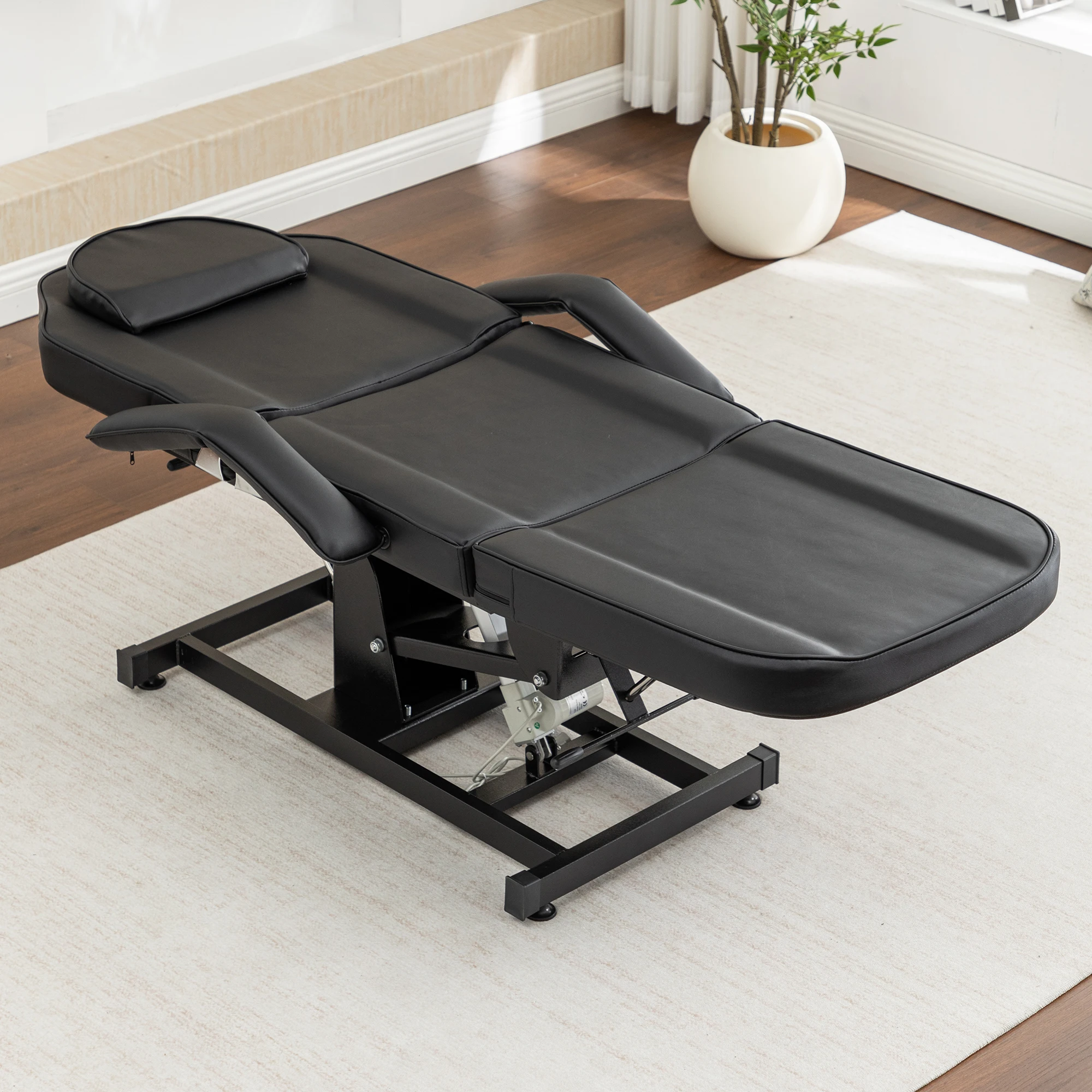 Electric Height Adjustable Massage Table 3-Section Folding,Professional Electric Lift Treatment Bed with Reclining Backrest & Headrest,Sturdy Steel Frame Beauty Treatment Couch, Beauty Spa Lash Bed for Eyelash Extensions Salon Equipment Barber Chair Salo