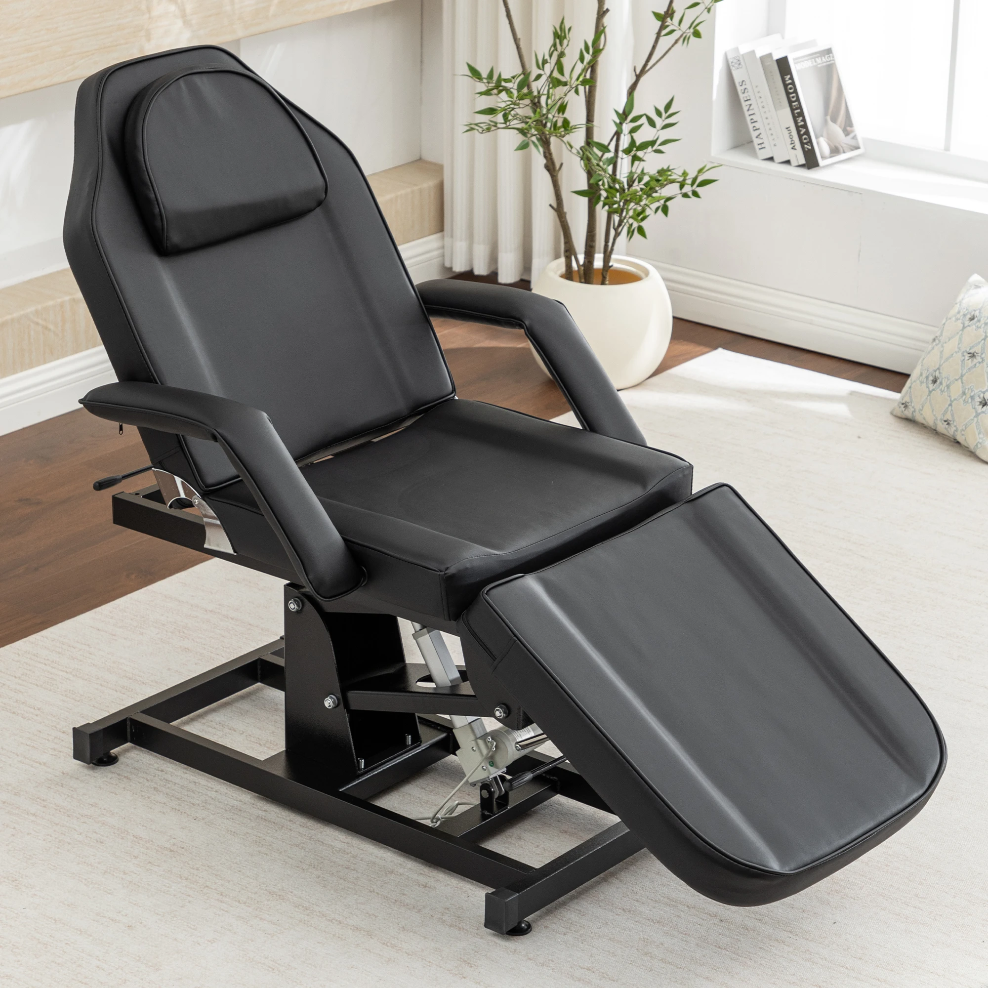 Electric Height Adjustable Massage Table 3-Section Folding,Professional Electric Lift Treatment Bed with Reclining Backrest & Headrest,Sturdy Steel Frame Beauty Treatment Couch, Beauty Spa Lash Bed for Eyelash Extensions Salon Equipment Barber Chair Salo